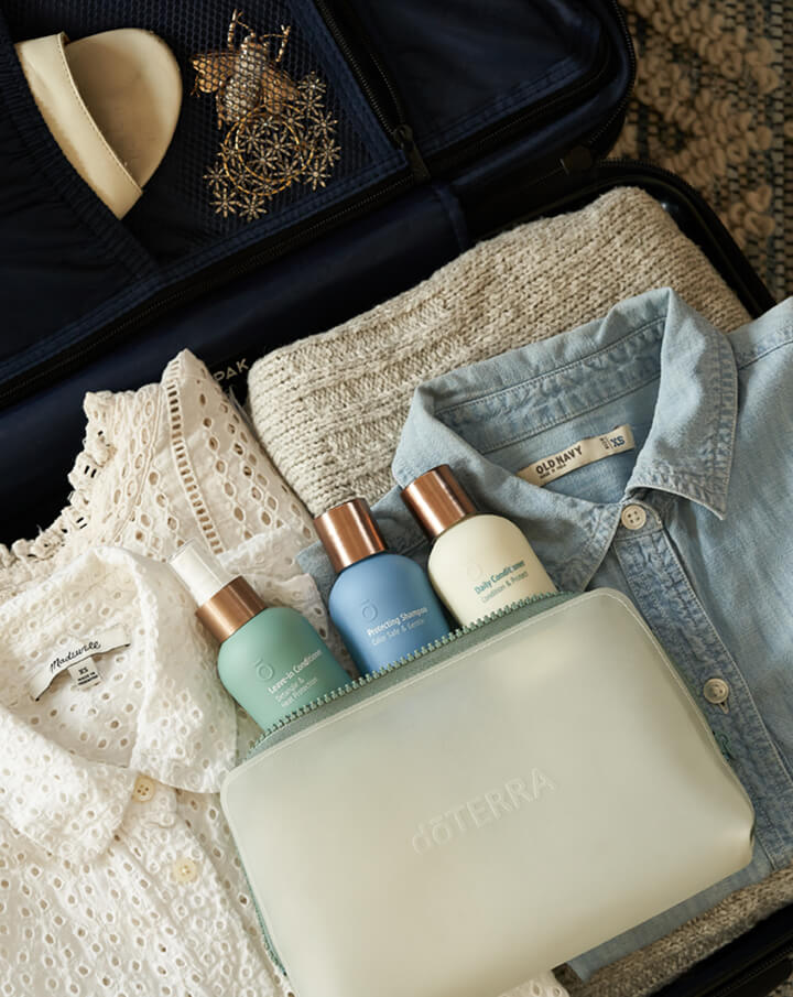 Mini trio rechargeable de soins capillaires de voyage dōTERRA