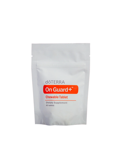Sachet de 60 comprimés à croquer On Guard+ dōTERRA sur fond blanc