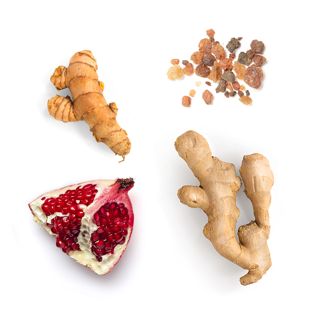 Curcuma, gingembre, encens, pépins de raisin et grenade, les ingrédients mis en avant du Deep Blue Polyphenol Complex dōTERRA