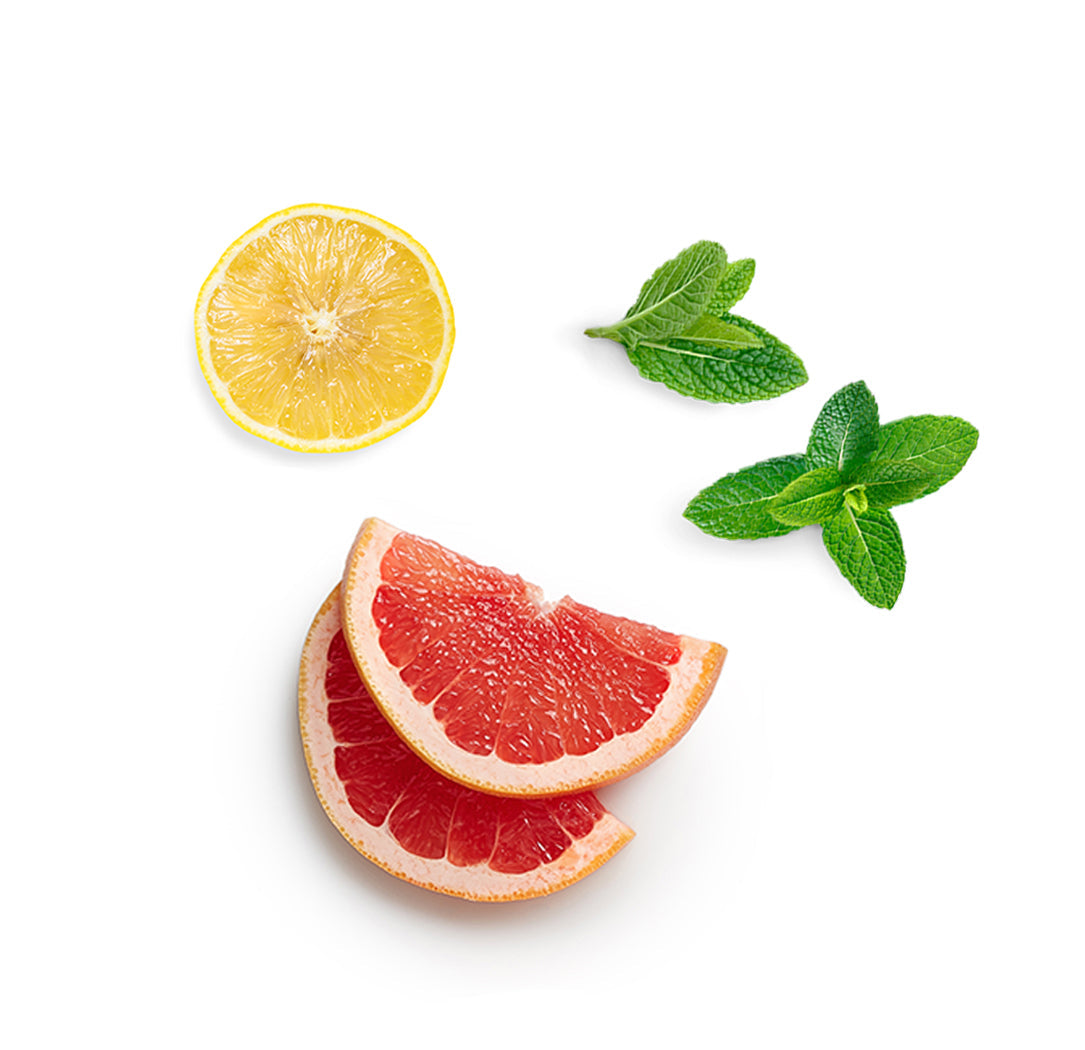 Les ingrédients du mélange Arise dōTERRA : pamplemousse, citron, mélisse et sapin de Sibérie