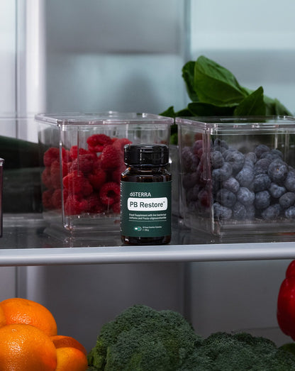 PB Restore dōTERRA, flacon dans un réfrigérateur